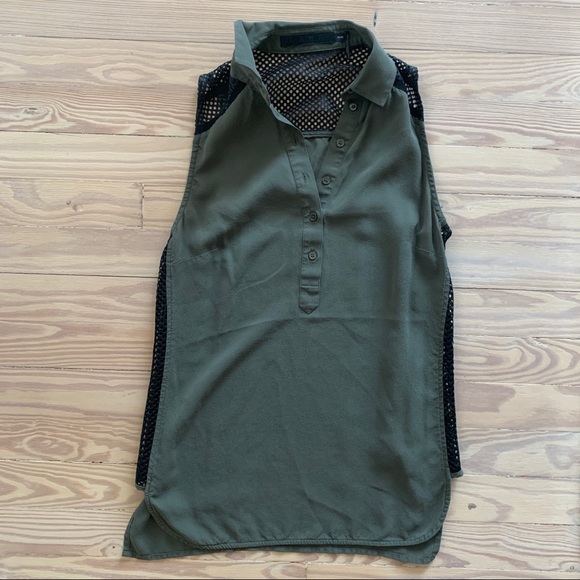 LAMB olive green button down top size XS - Picture 1 of 6